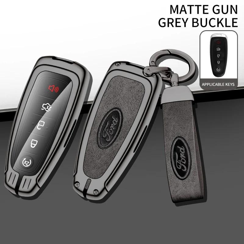 

New 2026 Car Sticker Leather Car Remote Key Case Cover Shell For Ford Edge Explorer Escape Focus Taurus Flex For Lincoln MKS MKT