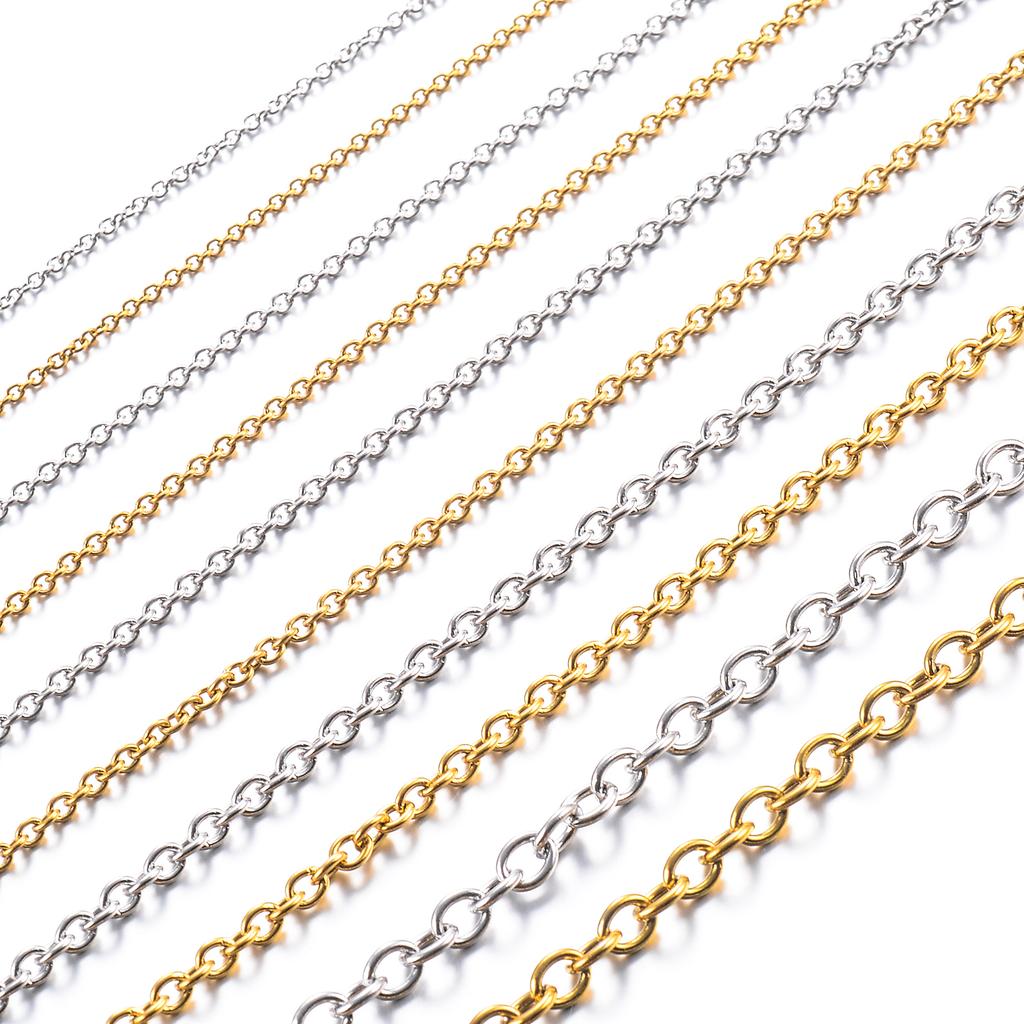 Larghezza 1,5/1,9/2,3/4,2 mm Acciaio Inossidabile Maglia Rolo Catena O Colore Oro Collana Metallica Per Donne Gioielli da Uomo Regalo
