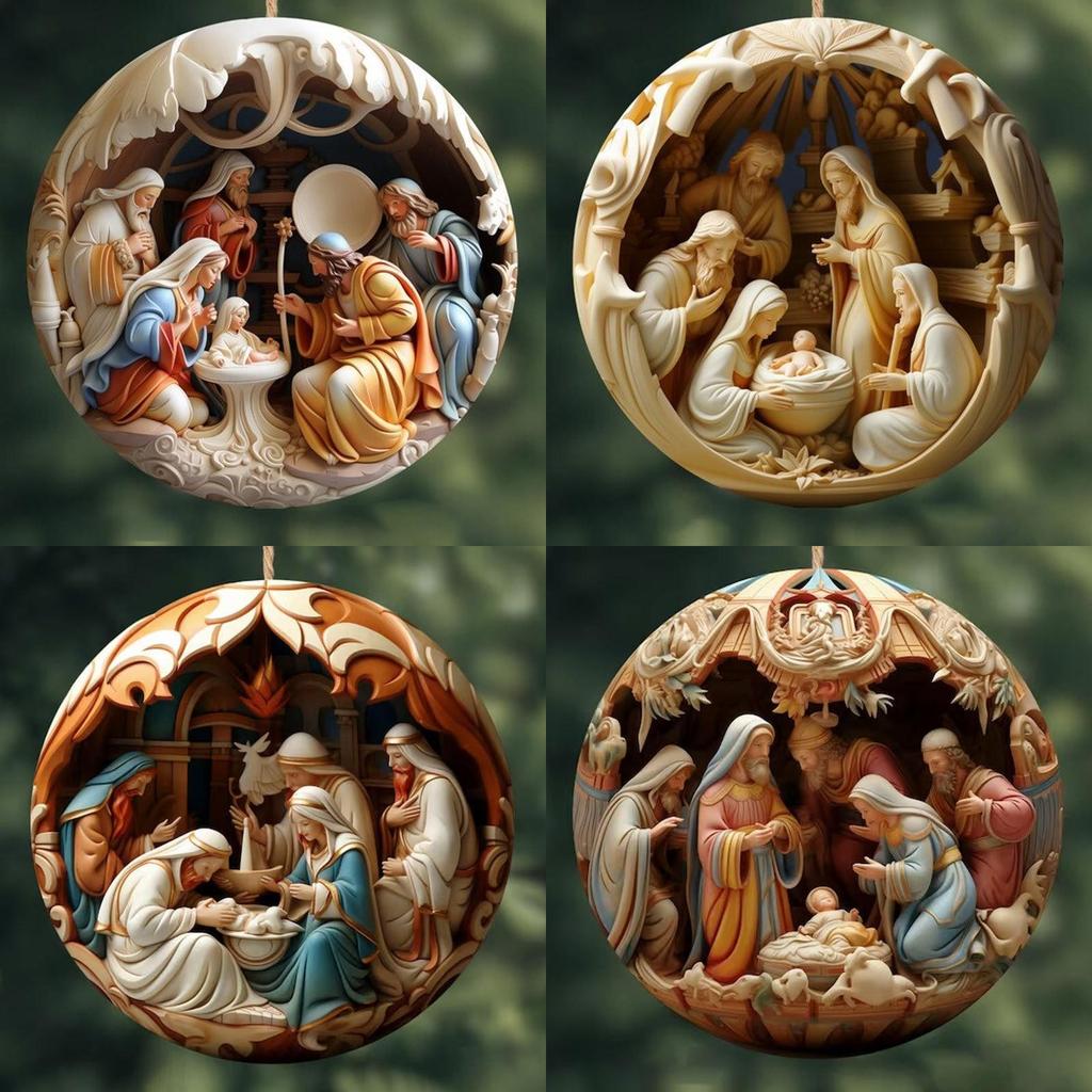 Religious Christmas Car Decor Acrylic Vintage Hanging Ornament For Festive Car Interior