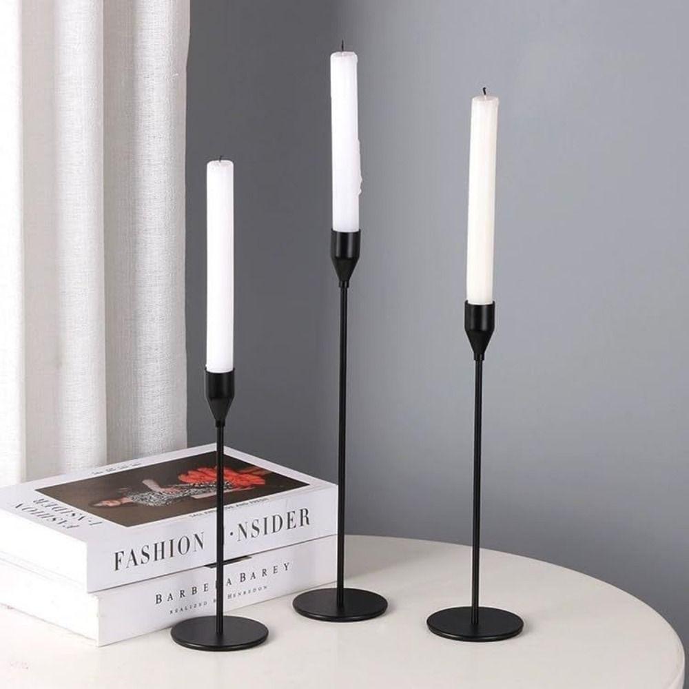 3Pcs Rust-proof Luxury Candlestick High Footed Candle Containers  Christmas Decoration