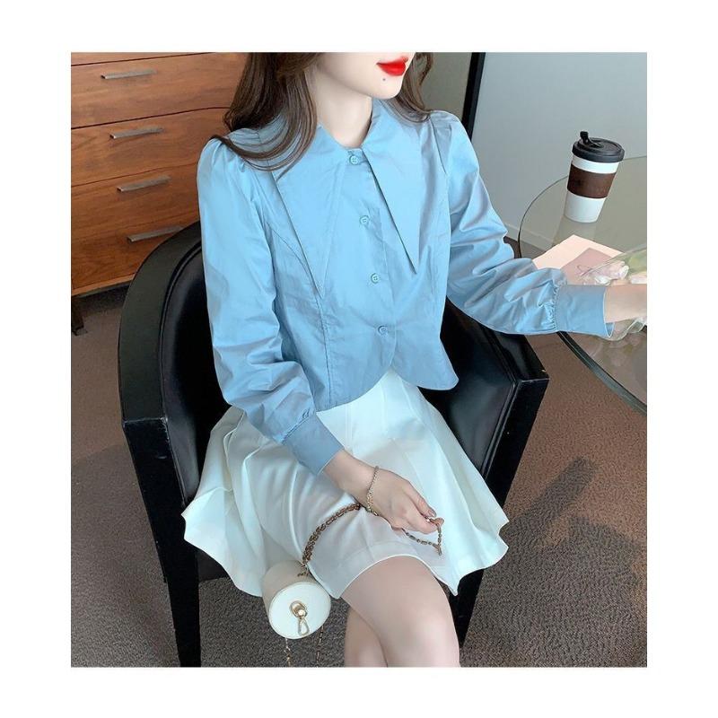 Autumn New Fashionable and Chic Pointed Collar Short Top Women's Design Niche Fashionable Western Long Sleeve Cardigan