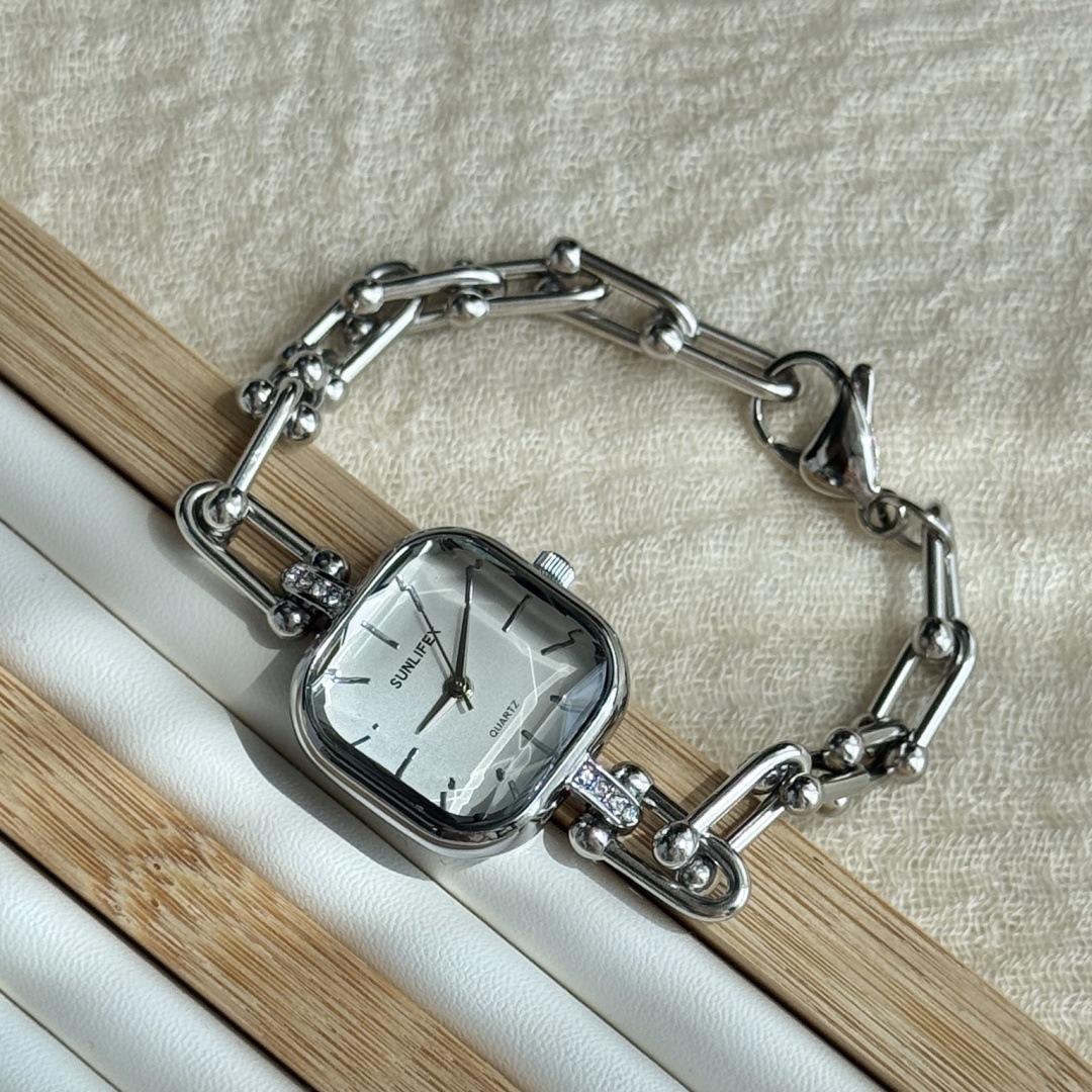 

SUNLIFEX Винтажные золотые женские часы-браслет с квадратной цепочкой
