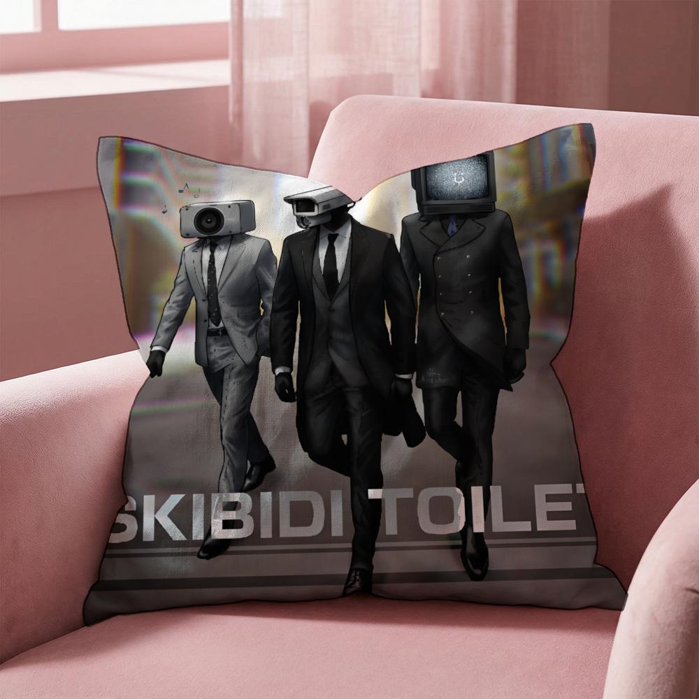 

S-Skibidi Toilet Cushion Cover Multi-Scene Pillow Cover for Home & Car - Reversible, Soft & Durable for Daily Use 30cmx30cm