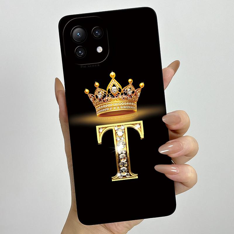 For Xiaomi Mi 11 Lite / 11 Lite 5G / 11 Lite 5G NE Crown Initial Letter Couple Phone Case Soft Silicone TPU Protective Casing