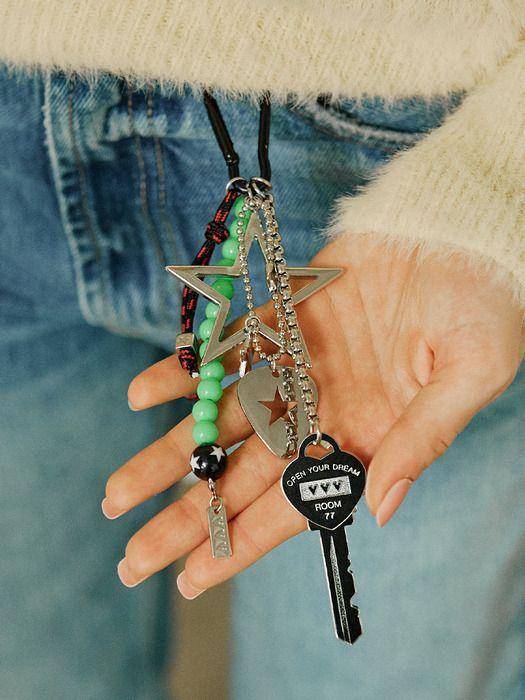 VVV Logo Key Star Peak Neon Bead Keychain