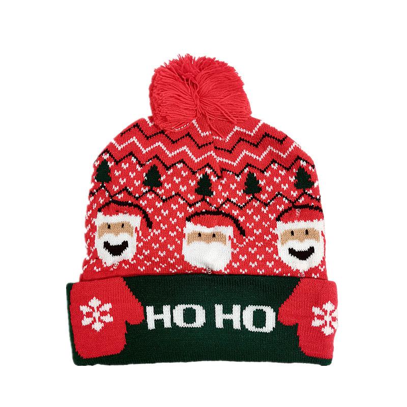 Christmas LED Light Knitted Pom-Pom Hat for Adults - Warm Fashion for Autumn/Winter