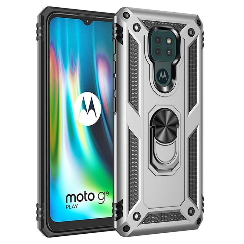 

Для Motorola Moto G9 Play G9 Plus чехол-подставка с магнитным автомобильным кольцом противоударный бронированный чехол для Moto G9 Power задняя крышка For Moto G9 Power серебряный