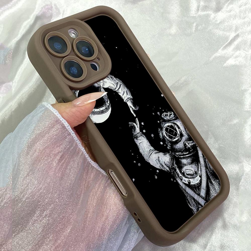 

JT38 Astronaut meet Deep Sea Diver Phone for iPhone 17 16 Pro Max Samsung S26 Ultra A17 A16 A07 Xiaomi 15T Redmi Note 14 Pro Plus Soft TPU Case Cover Redmi 15C 4G/5G(171.6)
