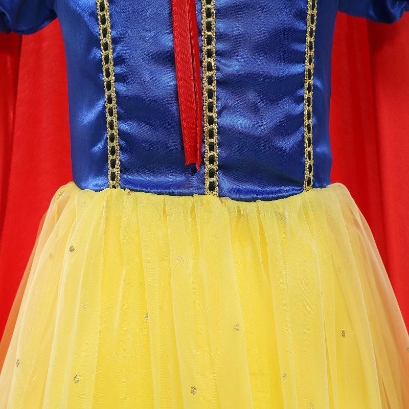 Girls' Summer Puff Sleeve Princess Dress - Snow White & Frozen Theme Net Yarn Dress