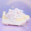Pattini a rotelle per bambini Ragazzi Ragazze Pattini a rotelle in pelle Bambini Nascosti 2 Ruote Con Molteplici Funzioni Staccabili Scarpe Casual alla Moda