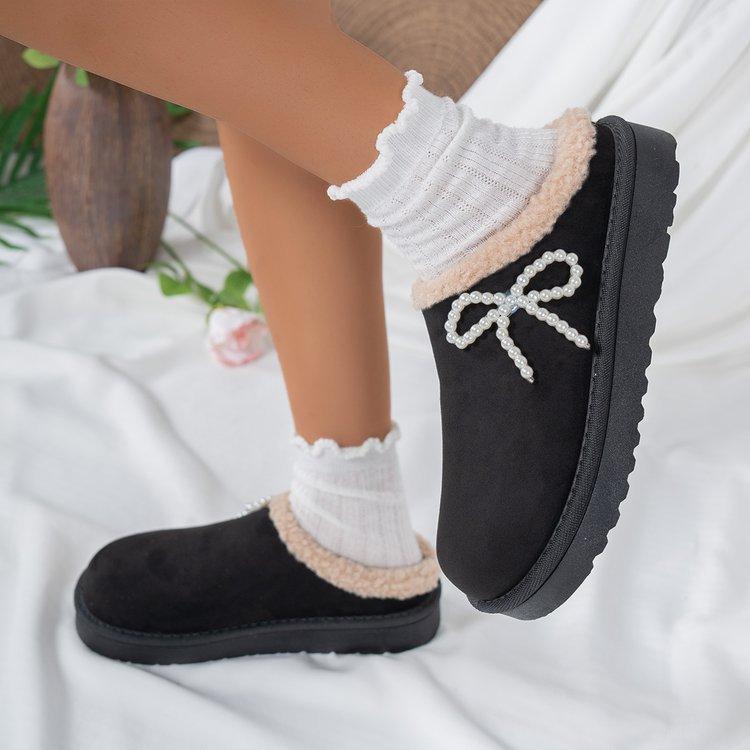 Women's Large Size Winter Warm Padded Lining Waterproof Ankle Boots Non-slip Outdoor Shoes Hiking Cotton Slippers