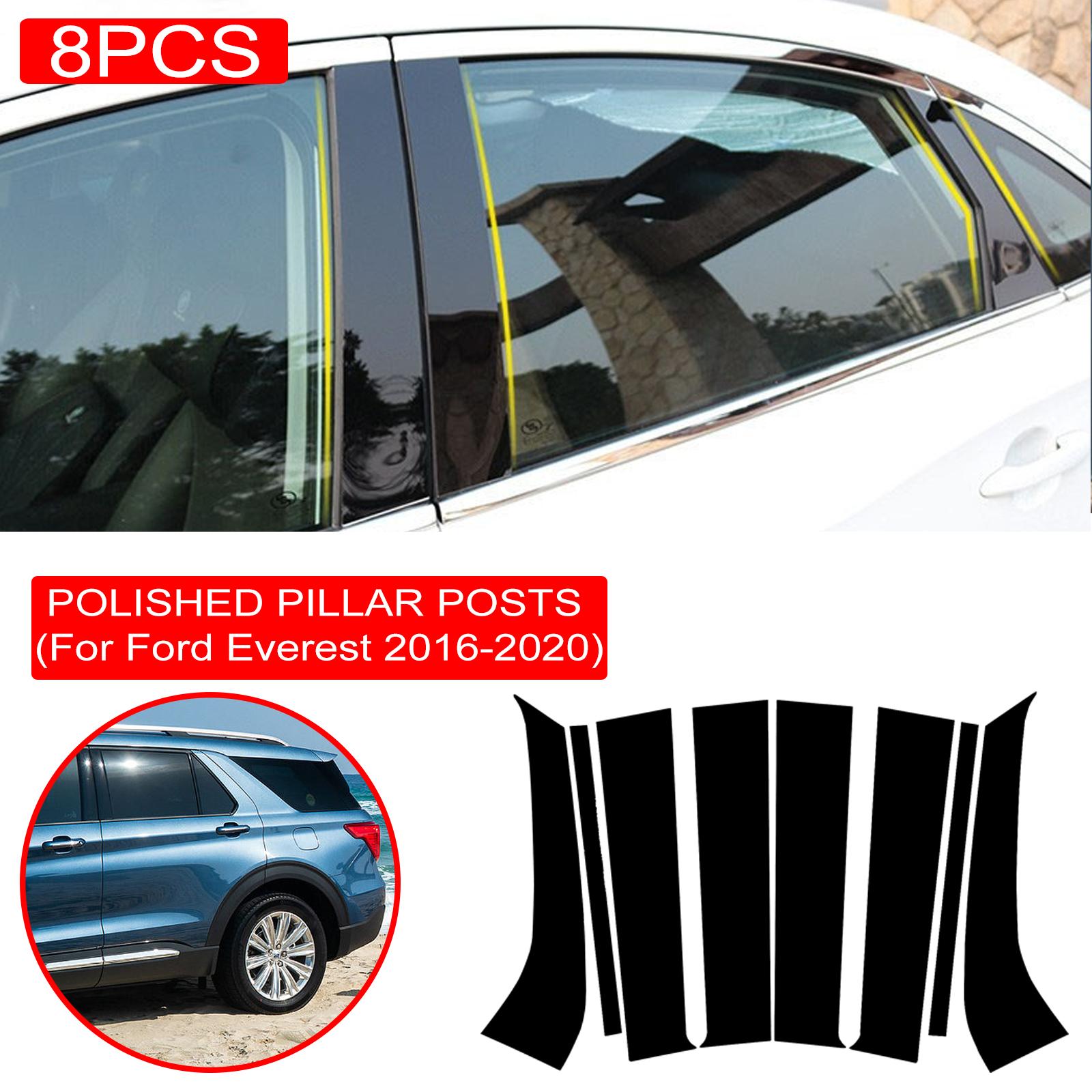 

8PCS Polished Pillar Posts Fit for Ford Everest 2016- Window Trim Cover BC Column Accessories Sticker Gloss