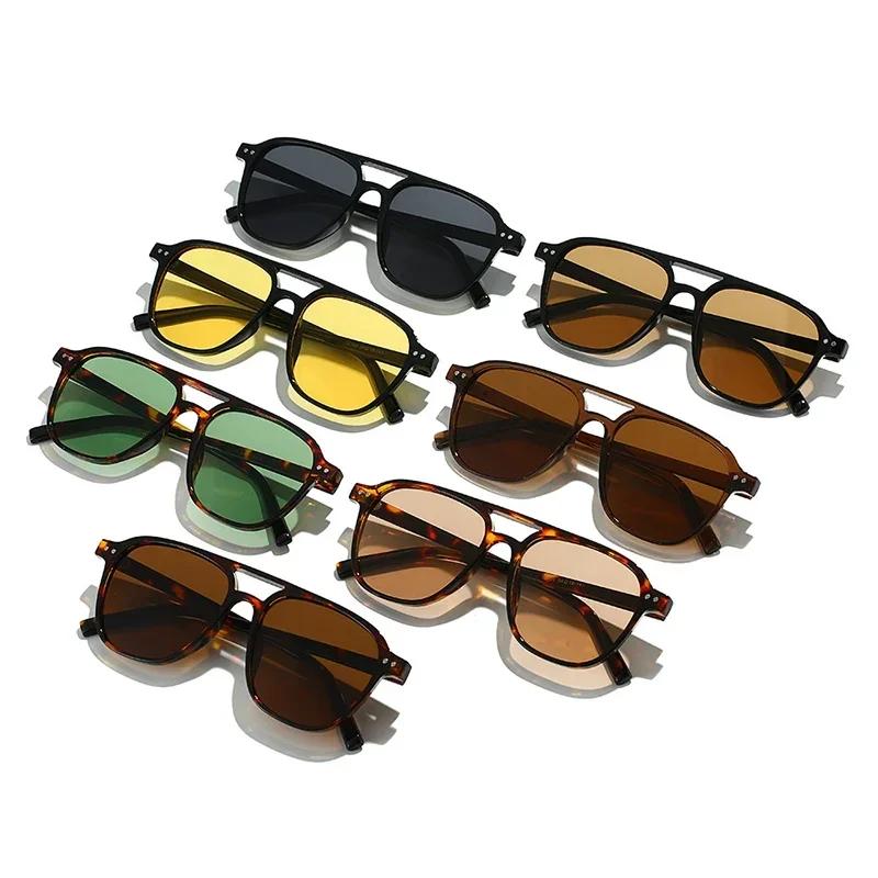  Retro Rivets Double Bridges Men Sunglasses Fashion Women Luxury Shades UV400 Green Sun Glasses