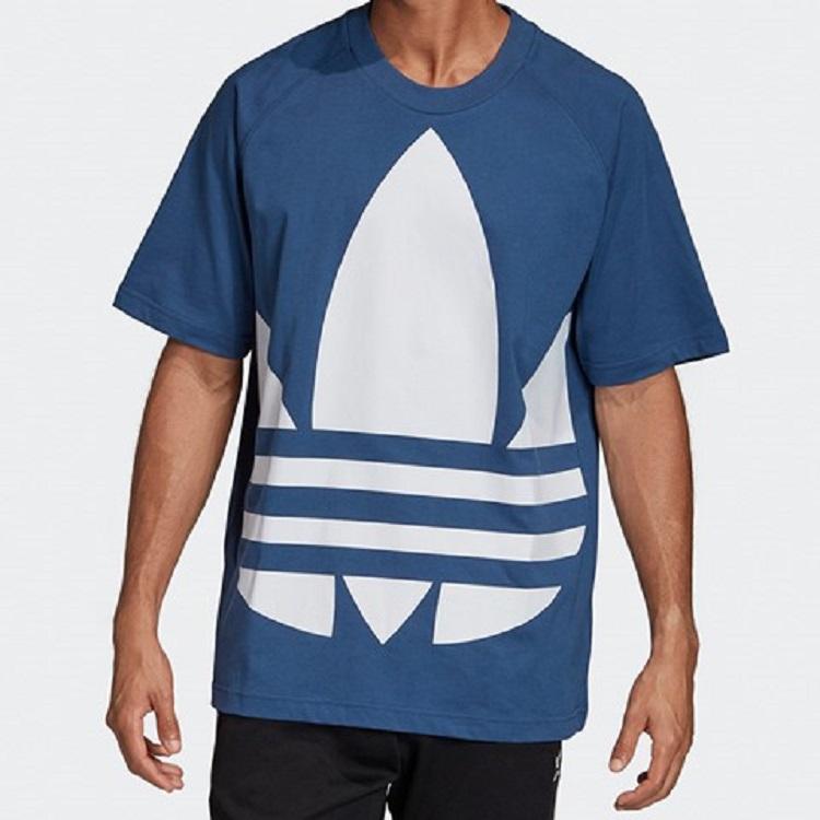 Adidas Originals Trefoil Big Logo Print Short Sleeve T-Shirt Men Tops Blue FM9902