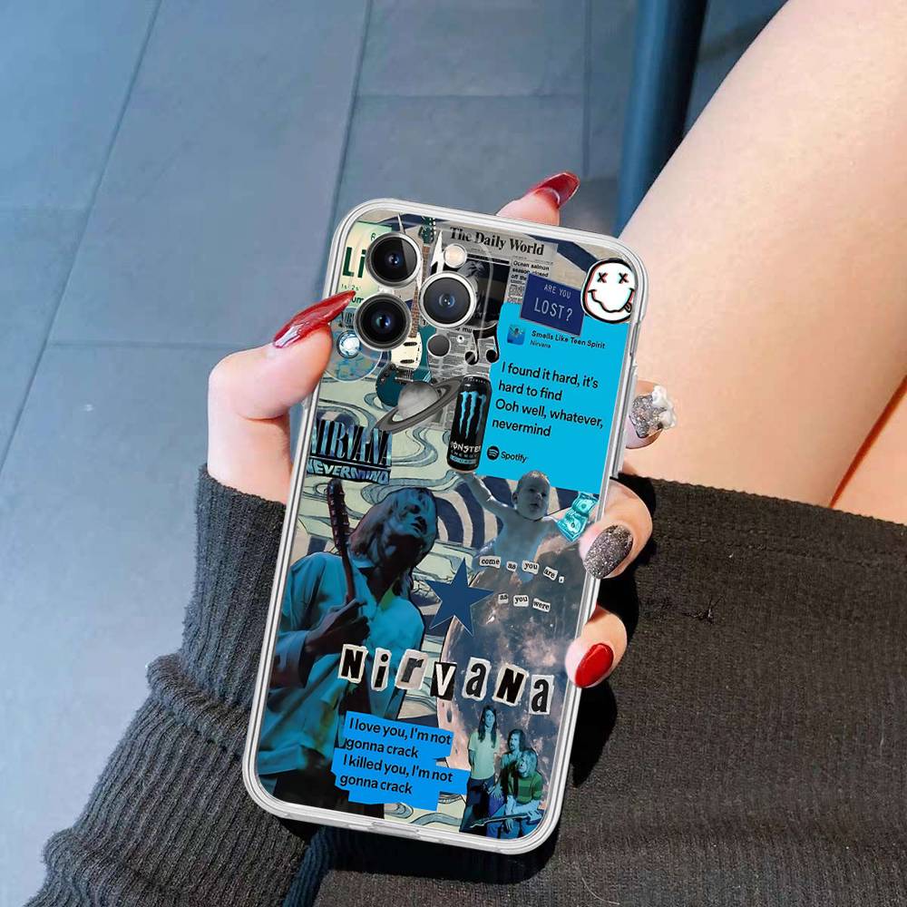 Rock Classic N-Nirvana Band Phone Case For IPhone 17 16 15 14 13 12 11 Pro Max 13 12 Mini 17Air 16e Clear Cases
