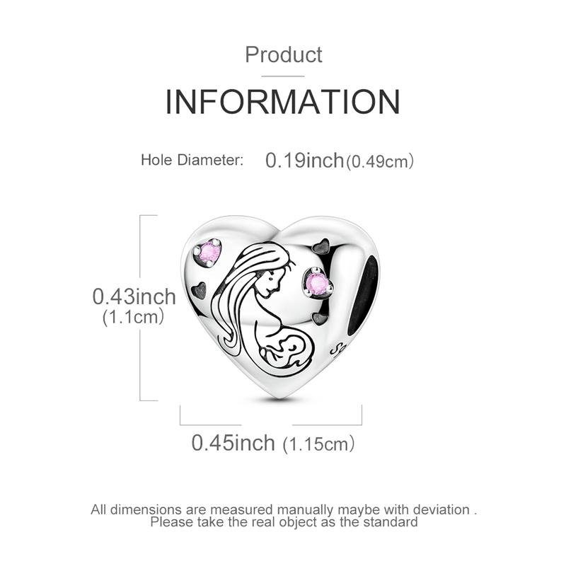 Original 925 Sterling Silver Charms Pregnant Expectant Mother Heart Bead Fit Original Bracelet For Women DIY Jewelry Gift