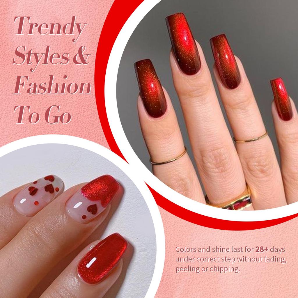 BORN PRETTY Żel Magnetyczny Cat Eye Cat Eye Drobny Diament Magnes Oślepiający Blask Paznokcie, Paznokcie, Czerwony, 15ml, Efekt, Żel, Brokat, Żel, W zestawie,
