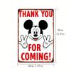 [2D Flat] Mickey Thank You for Coming! Vintage Metal Tin Sign - 30.48x20.32 Cm, Rustic Red & White Design with Peace Signs - Ide