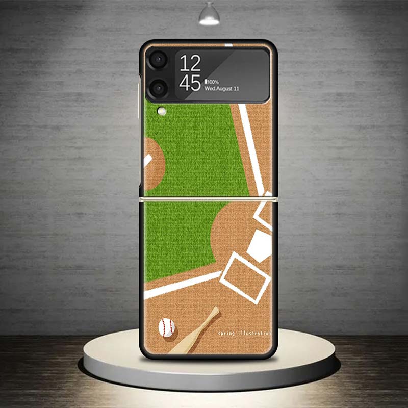 Baseball Sport Phone Case For Samsung Galaxy Z Flip 7 6 5 4 3 5G Shockproof Cover Z Flip7 Flip6 ZFlip5 Flip3 Flip4 Luxury Shell