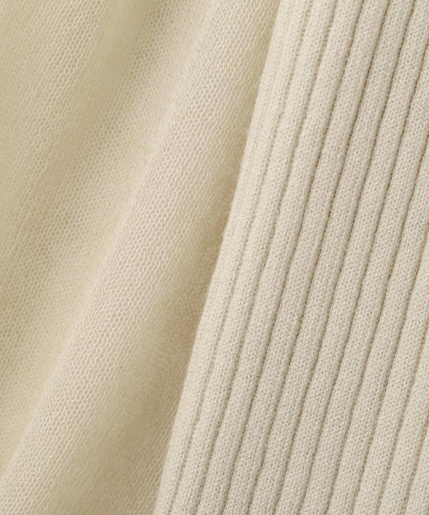 Proportion Body Dressing Pearl Motif Sheer Sleeve Rib Knit Yellow Sweater, Women's,