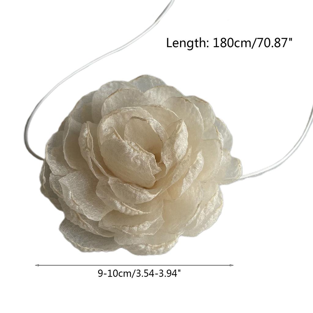 Fashion Trend Niche Mesh Flower Peony Collarbone Chain Temperament Simple Cold Wind Adjustable White Wax Rope Necklace