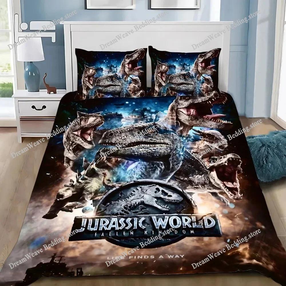 Dinosaur Duvet Covers Pillowcases Set Polyester Lovely Pattern 3D Cartoon Quilt Cover Custom Bedding Set Queen Size741