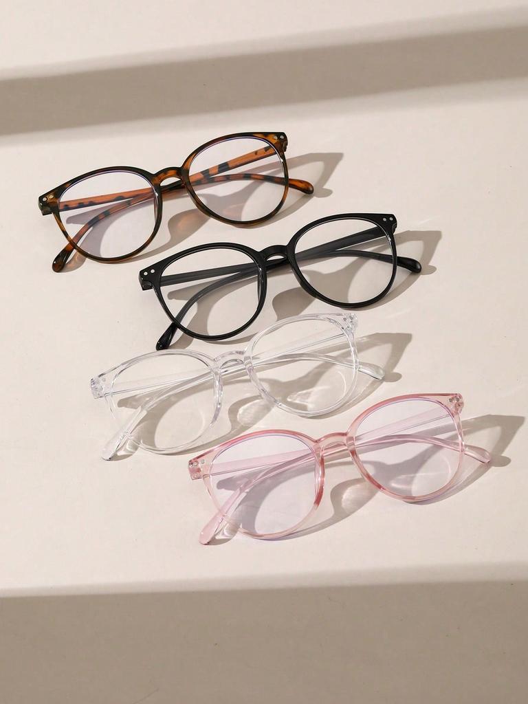 1/4 PC S Fashion Round Plastic Frame Women Classic Clear Glasses For Men Daily Life Take Photo Eyeglasses Clothing Accessories.