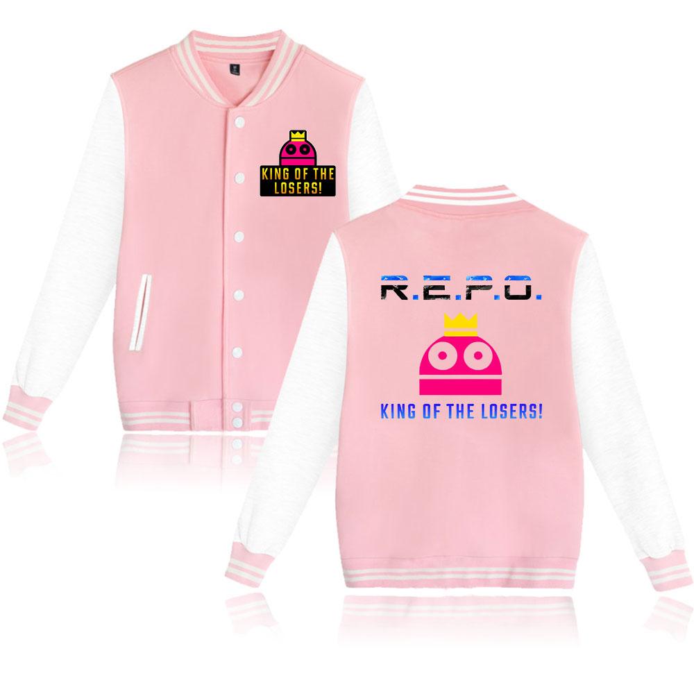 

Женские мужские куртки куртка-бомбер REPO Cartoon бейсбольная куртка большого размера хип-хоп верхняя одежда для пар колледжа одежда на заказ XXS розовый