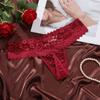 Women's Thongs Sexy Perspective Lace Flower Pattern Hollow Out Low-Waist Butterfly Knot Breathable Intimates Super Comfortable