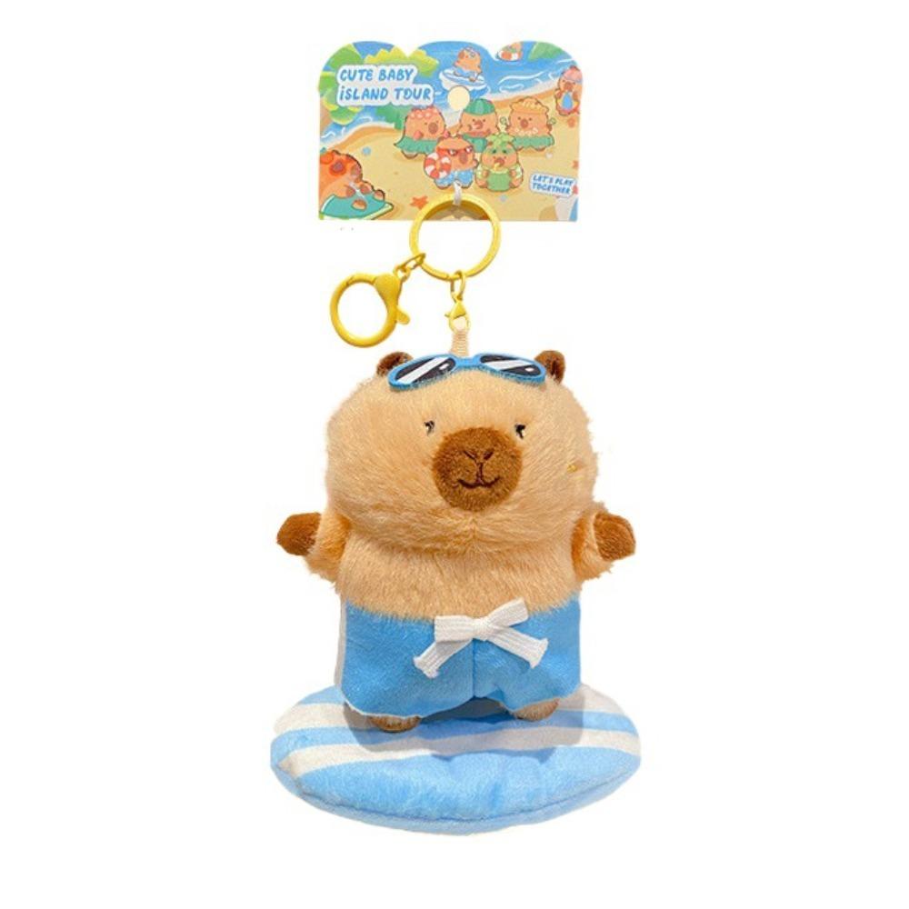 Kawaii Cartoon Plush Capybara Keychain Island Style Cute Doll Pendant Bag Hanging Ornaments Car Keyring