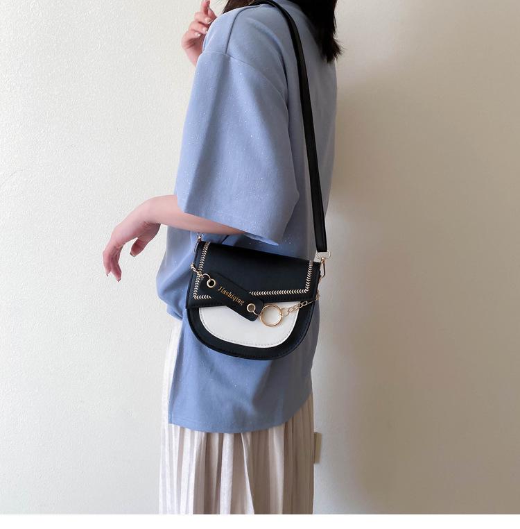 SCIONE Net Celebrity Ins Hit Color Texture Bag Women 2020 All-match Single Shoulder Crossbody Saddle Bag