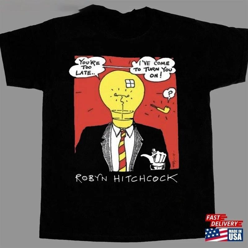

New! ROBYN HITCHCOCK The Man With The Lightbulb Head T-shirt Tee S to 5XL CM099 Unisex T-Shirt XXXXL