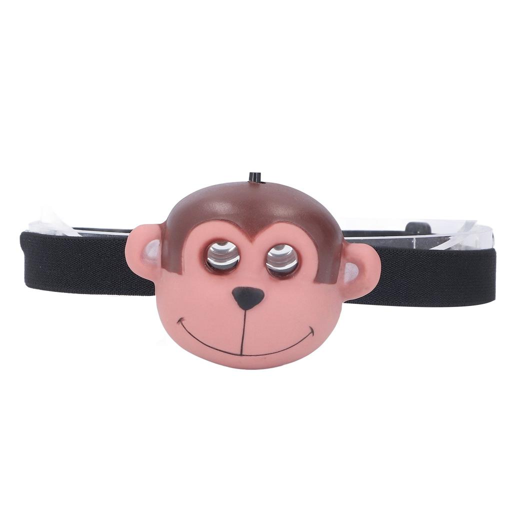 Kids Headlamp Monkey Appearance 2 Lighting Modes Battery Powered Lightweight Plastic LED Headlight for Outdoor Sports