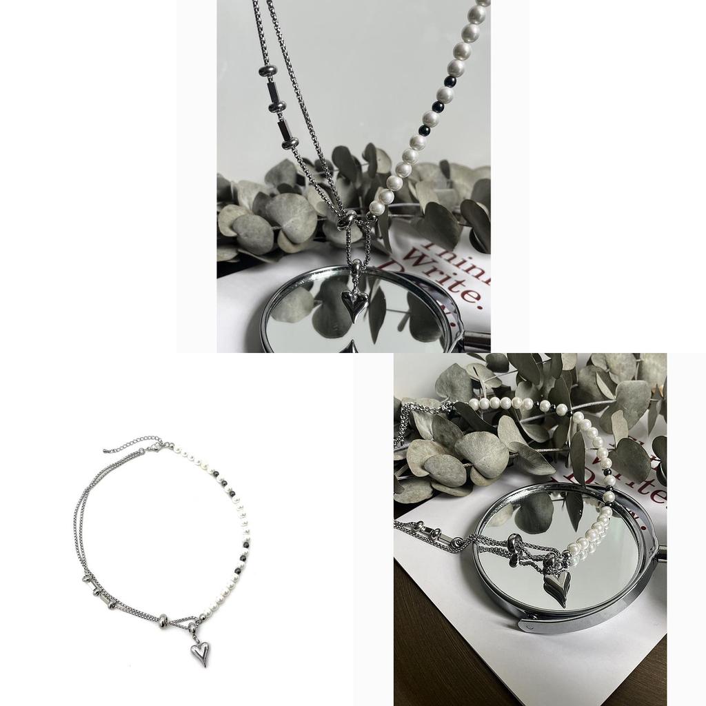 Chinese Vintage Heart Pendant Necklace With Handcrafted Bead Chain For Men And Women