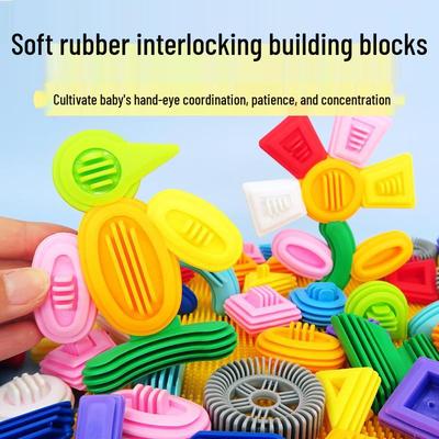 Soft Rubber Building Blocks for Kids - Educational Toys for Ages 3-6, Interlocking and Perfect for Early Learning and Indoor Play.