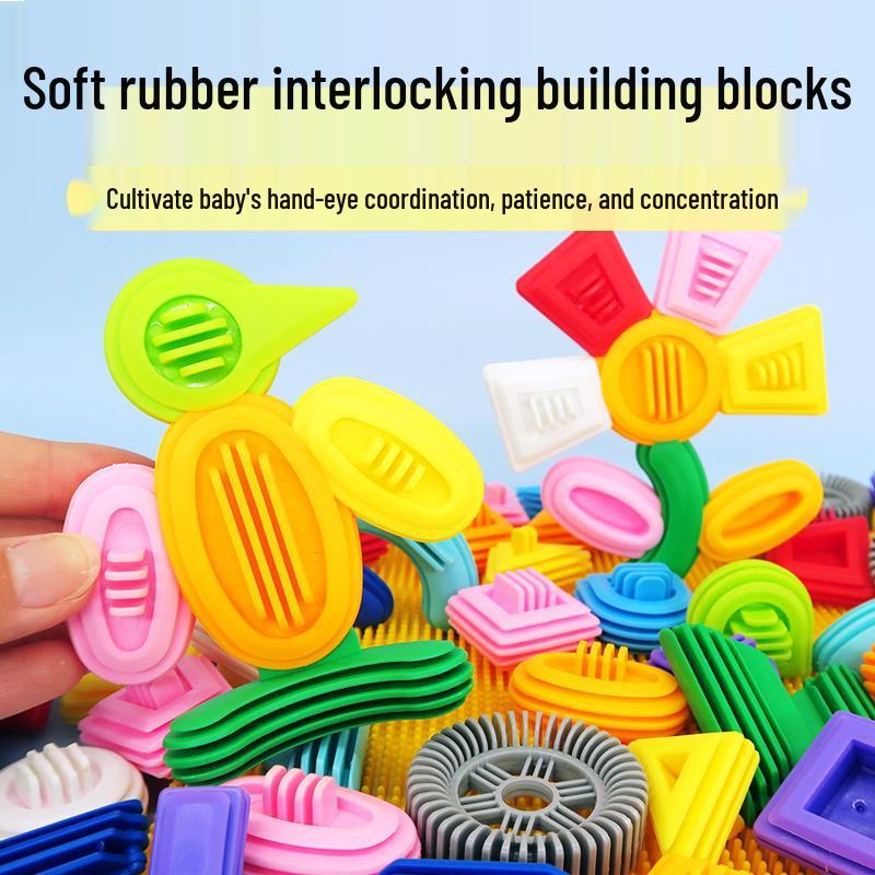 Soft Rubber Building Blocks for Kids - Educational Toys for Ages 3-6, Interlocking and Perfect for Early Learning and Indoor Play.