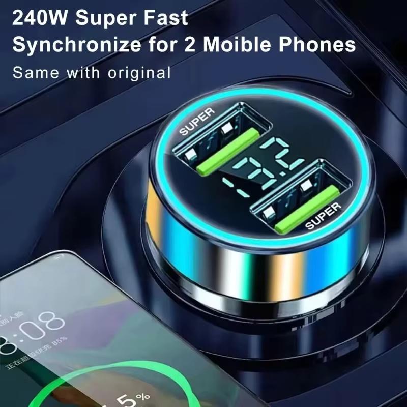 2 Port Super Fast USB Car Charger ForiPhone 14 Pro Max 13 12 11 Samsung S23 S22 120WQuick Charging Adapter