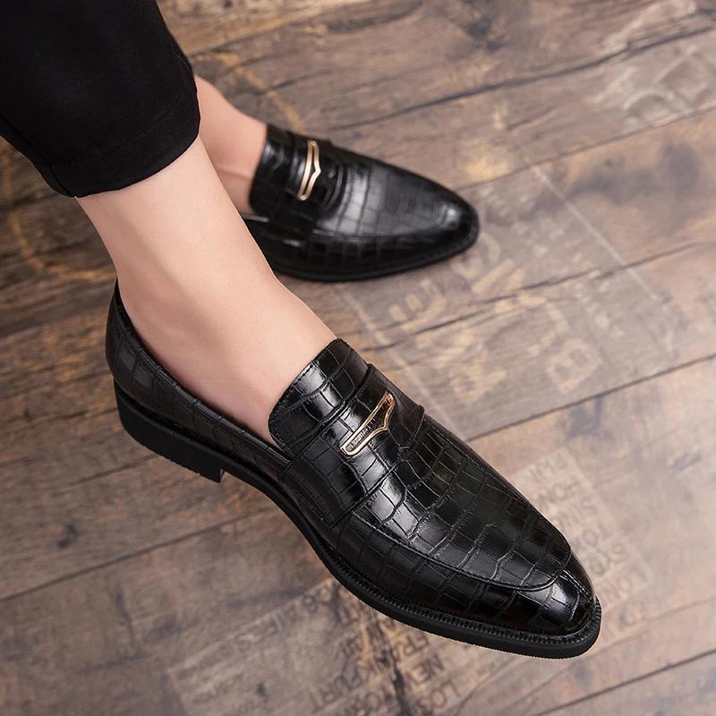 Shoes Men Leather Original Italian Classic Blue Penny Loafer Red Dress Shoes Man Male Wedding Formal Flats Shoes for Men