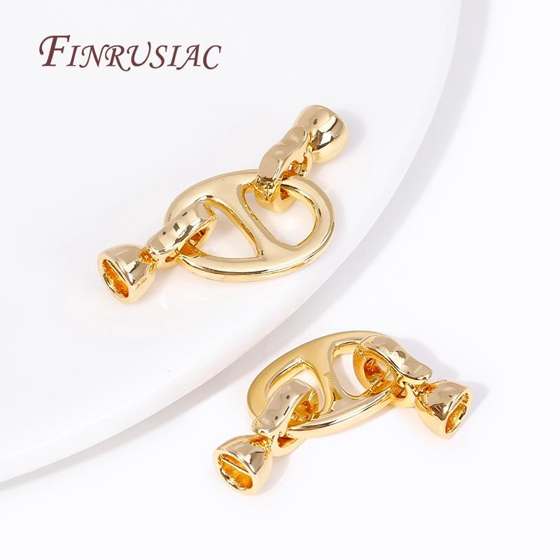 18K Gold Plated Brass Metal Connector Lock For Jewelry Making,Beads End Caps Clasps Fastener DIY Pearl Jewelry Fittings