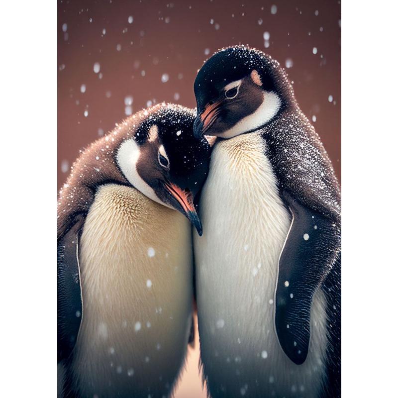 Cute Funny Retro Animal Penguin Couple Animal Art Poster Canvas Painting Wall Prints Picture for Living Room Home Decor