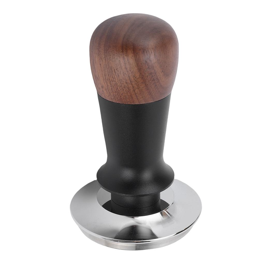 Spring Loaded Calibrated Coffee Tamper 58mm Walnut Wood Coffee Ground Tamper with Stainless Steel Base for Cafe Home