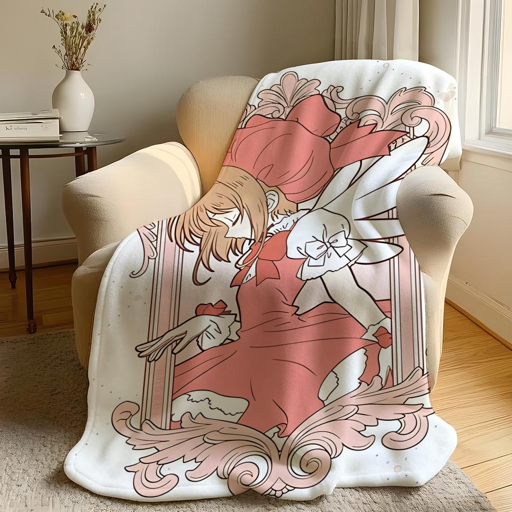 Anime C-Cardcaptor Sakura Throw Flannel Throw Blanket,Bed Home Office Nap Blanket Travel,Camping,Picnic Blanket Soft Decor
