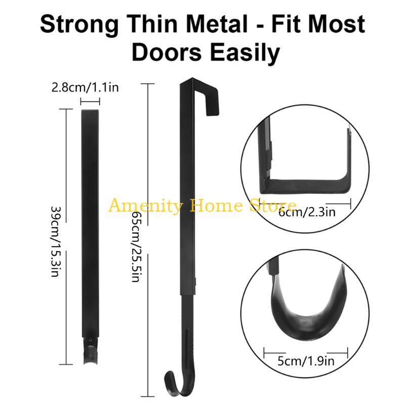 F26C Metal Door Wreath Hook Telescopic Adjustable Garland Hanger Rack for Christmas