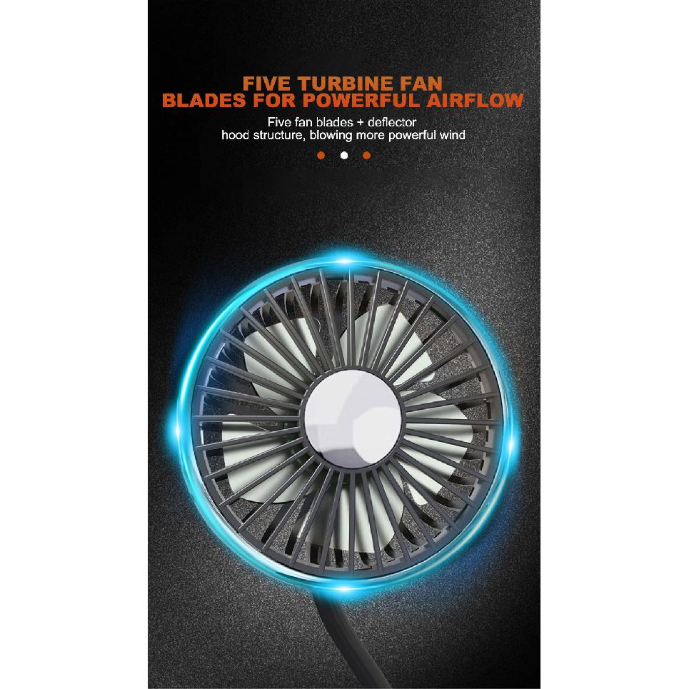 SEAMETAL Car USB Fan Dual Head Cooling Air Fan Independent Switch 3-Speed 360 Degree Adjustable Auto Headrest Fan for Rear Seat Mass Air Flow 3
