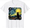2026 New Van Gogh Starry Night Black Cat Graphic Tshirt Art Streetwearcotton Oversized Tee For Men Daily Wear Aesthetic Top