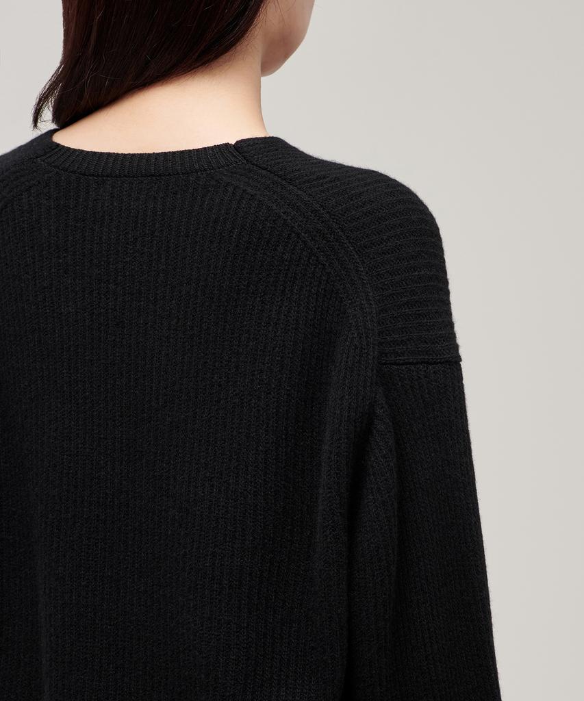 MUSINSA STANDARD WOMAN Women'S Lambswool Ribbed V-Neck Knit [Black]