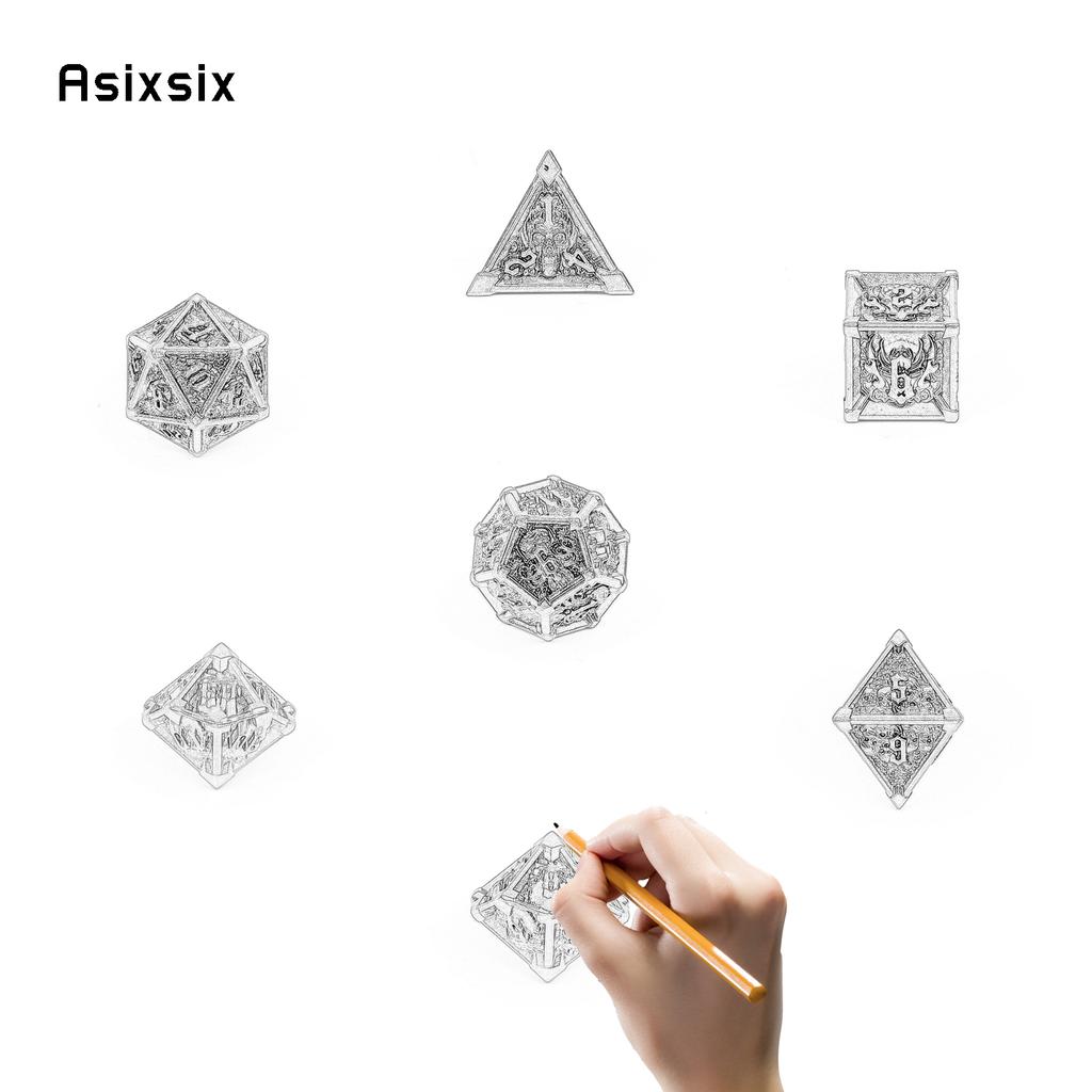 7 Pcs Green Golden Skull Metal Dice Solid Metal Polyhedral Dice Set Suitable for Role-Playing RPG Board Game Card Game