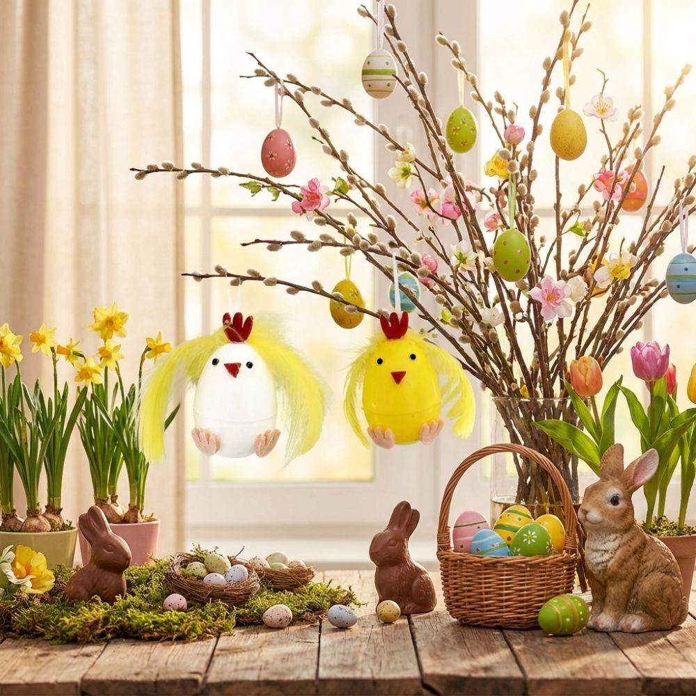 Storage Functions Feathered Chicken Ornaments Wear-resistant Easter Hanging Eggs  Baby Showers