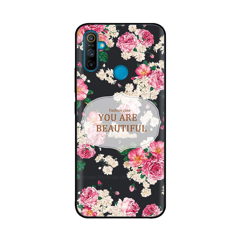 Etui do Realme C3 Miękkie Czarne Silikonowe TPU Wzór Tylna Klapka Do OPPO Realme C3 RMX2020 C 3 RealmeC3 Malowane Etui na Telefon Fundas
