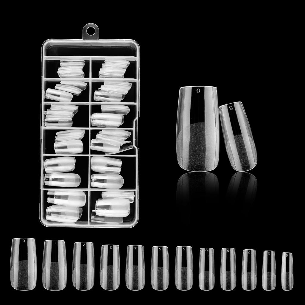 120/100-Piece Set of Clear Frosted Square Oval Almond Ballet Wear-On False Nail Art Tips